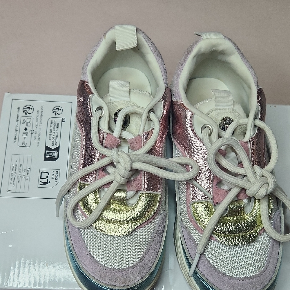 Kurt Geiger Pink and Gold Kids Sneakers